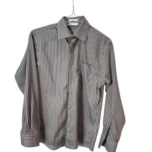 Kenneth Cole Men's Black and White Striped Dress Shirt